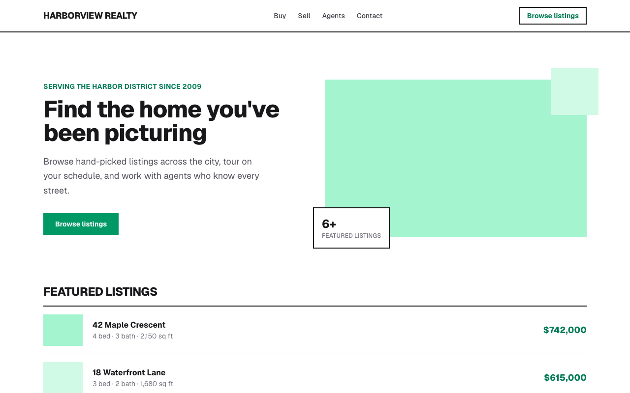 Real Estate Agent Website — Property listings & agent site