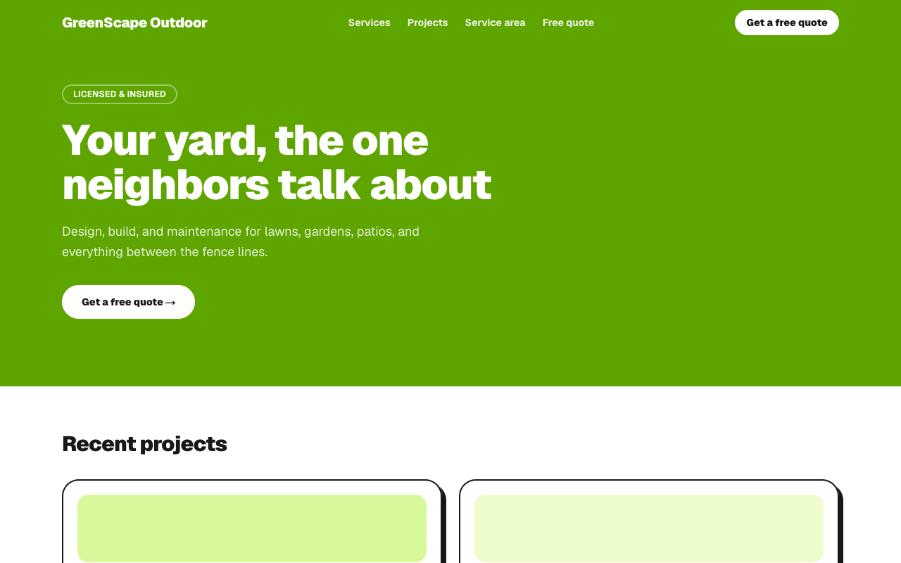 Landscaping Company Website — Landscaping & outdoor services