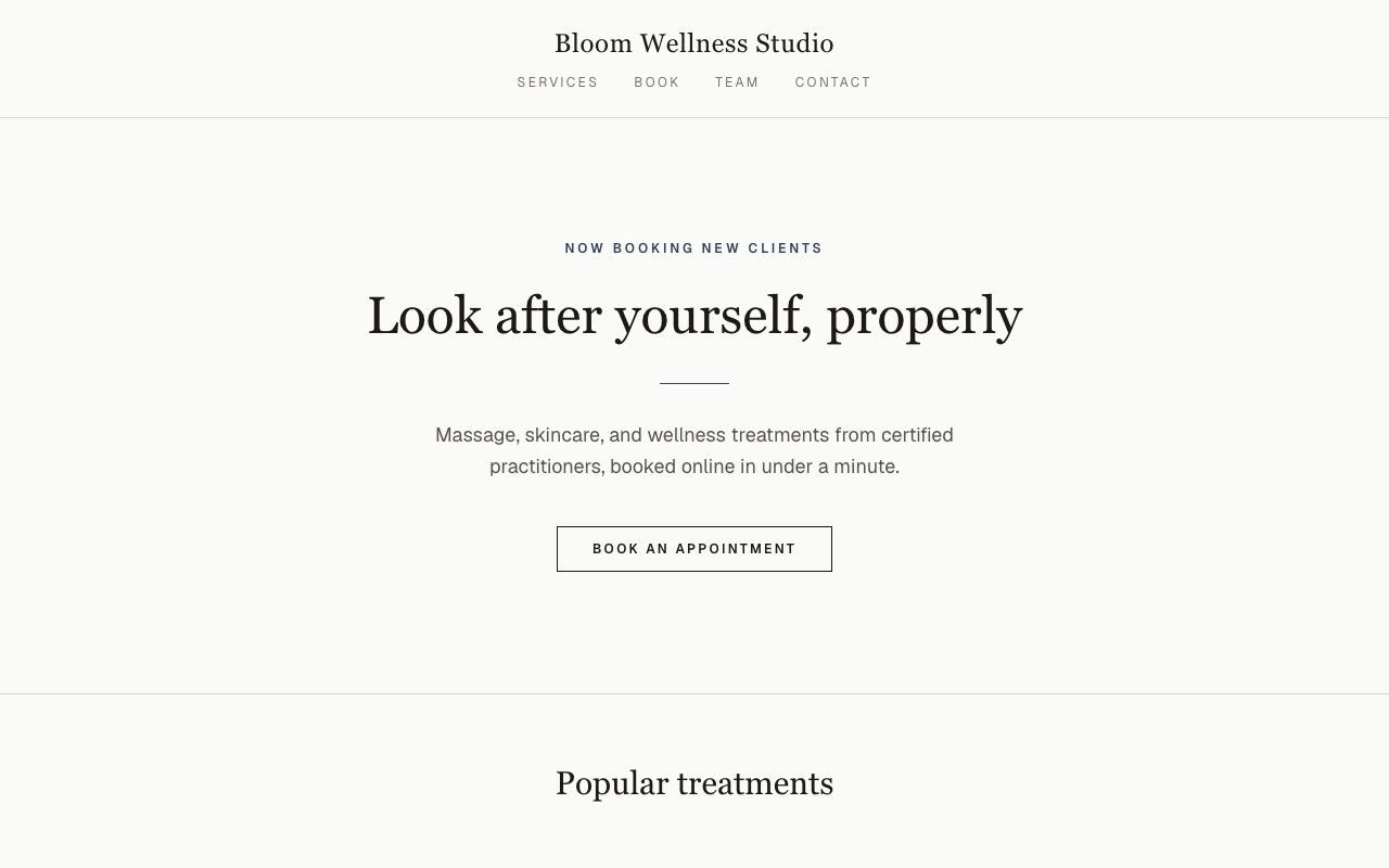 Local Business Website with Online Booking — Local business & booking site